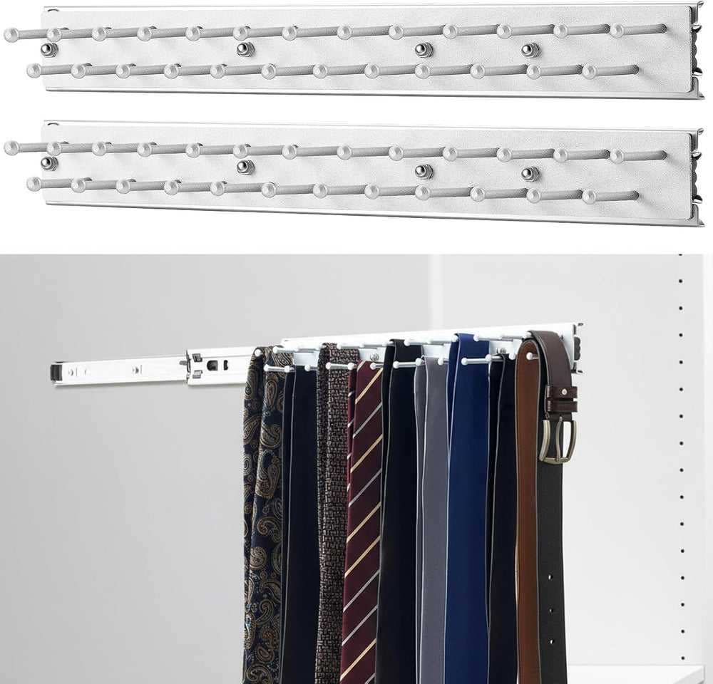 Blulu 2 Pcs 13.8'' Sliding Tie Rack Hangers for Closet, 25 Tie Each, ...