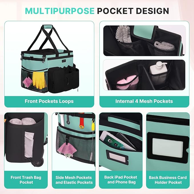 Large Rolling Cleaning Caddy Bag