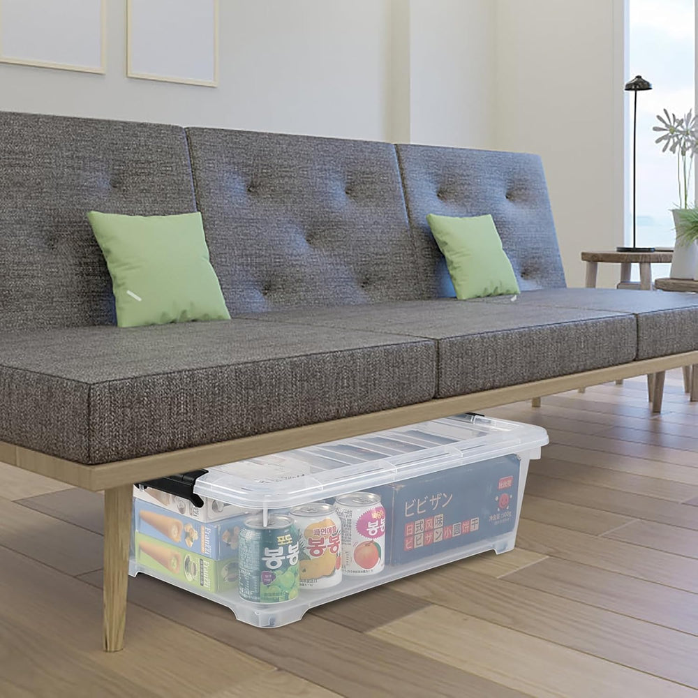 Saedy 25 L Plastic Under Bed Storage Container Box on Wheels, 4 Packs