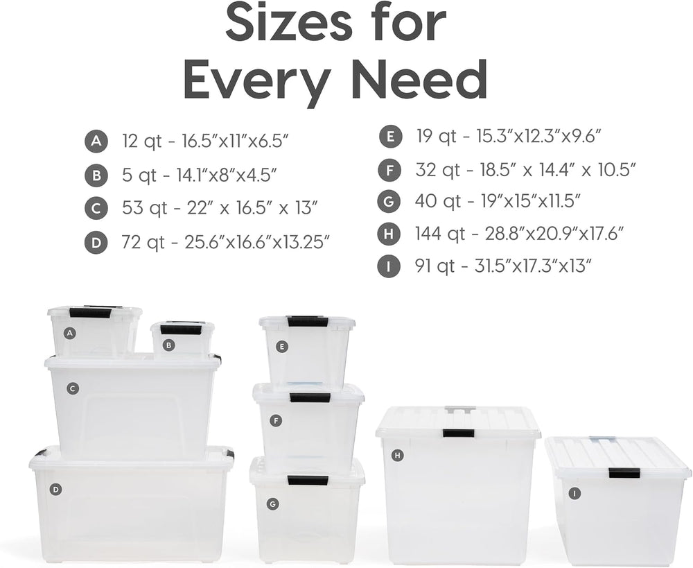IRIS USA 6-Pack 54 Quart Storage Bins with Lids, Clear