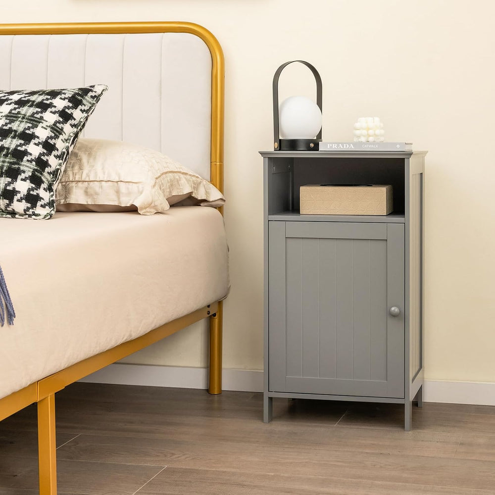 Tangkula Bathroom Storage Cabinet, Freestanding Wooden Single Door Side Floor...