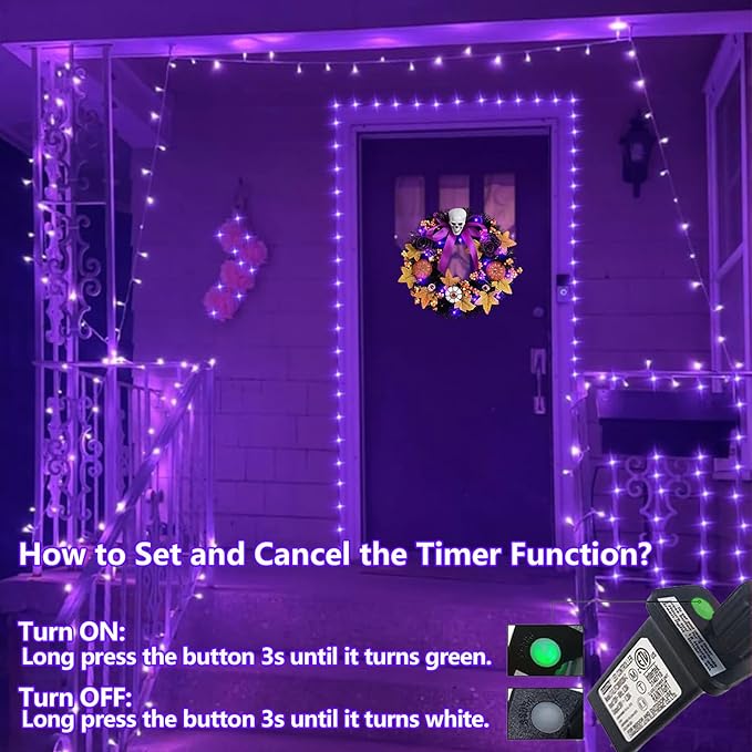 YEGUO 165ft 500 LED Halloween Lights Outdoor Waterproof, Purple String Lights...