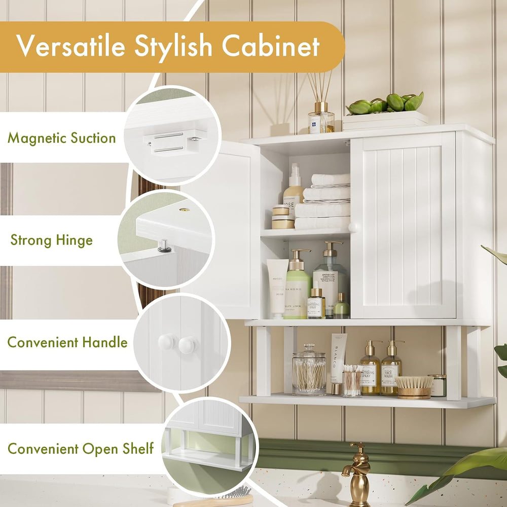 AmazerBath Bathroom Wall Cabinets, Bamboo Over The Toilet Storage Cabinet wit...