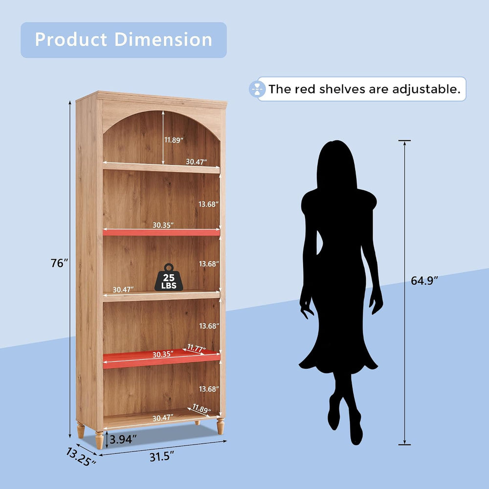 IFGET 76" Tall Arched Shoe Storage Cabinet, Large Shoe Rack, Natural