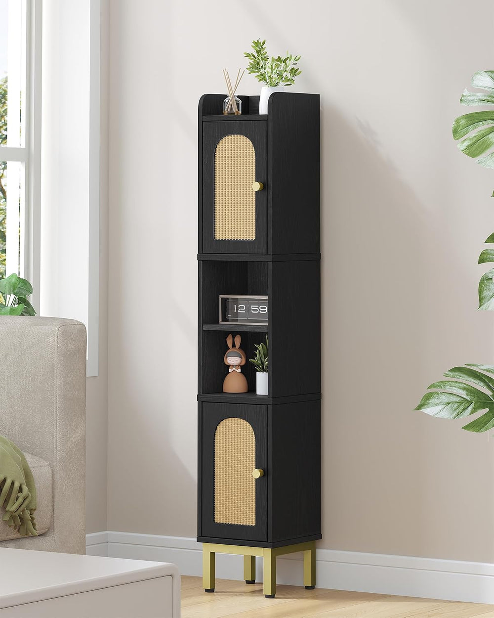 Hzuaneri Slim Bathroom Storage Cabinet, Narrow Bathroom Organizers,2 Doors