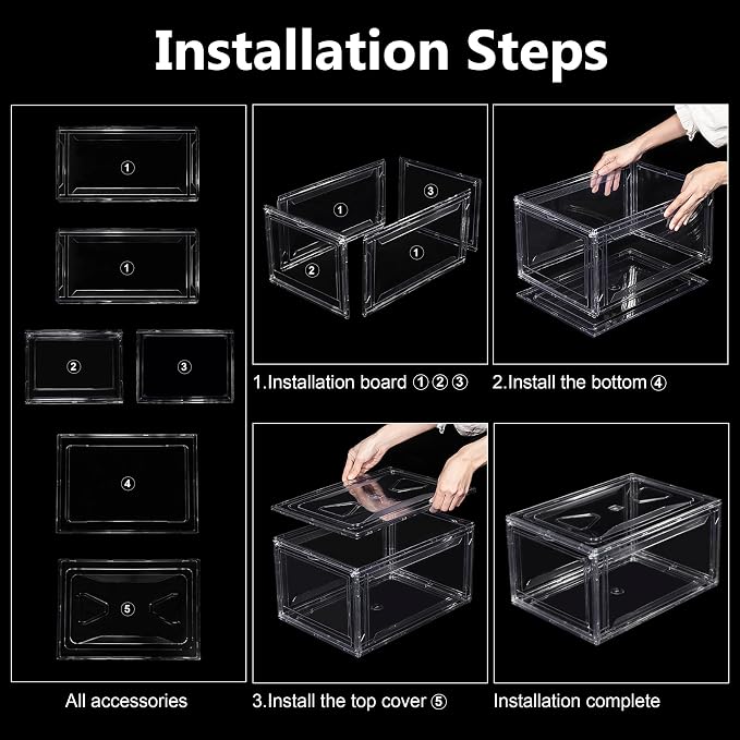 12 Pack Acrylic Shoe Boxes, Ultra Clear Shoe Boxes Stackable, Shoe Storage Box