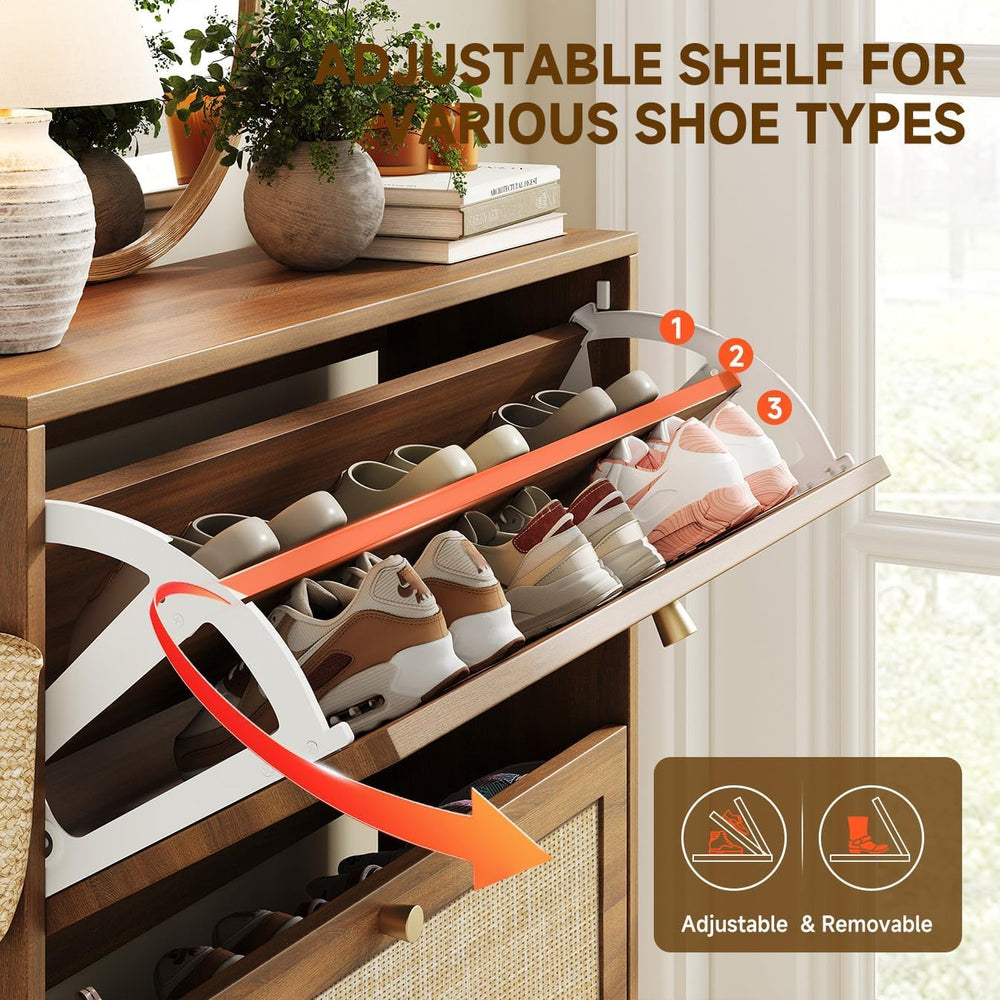 Nicetree Shoe Storage Cabinet for Entryway, Slim Shoe Rack with 2 Flip Drawer...