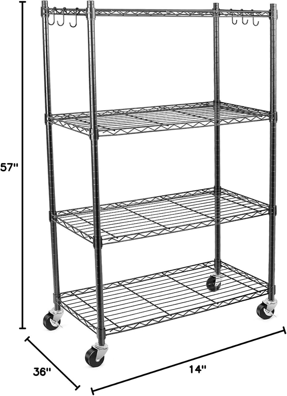 WDT Shelving Storage Units on Wheels Casters, Adjustable Heavy Duty Metal She...