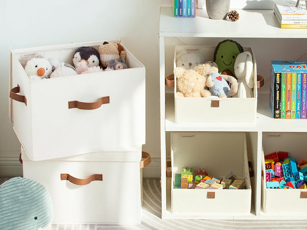 StorageWorks Fabric Storage Bins with Lids, Closet Storage Bins