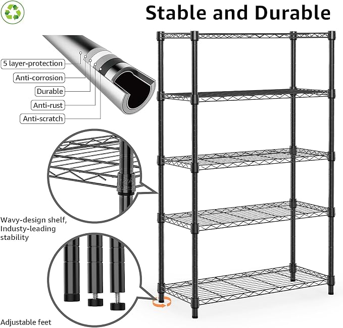 1250 lbs Storage Shelving Utility Shelving Unit 5-Tier Utility Shelving Unit