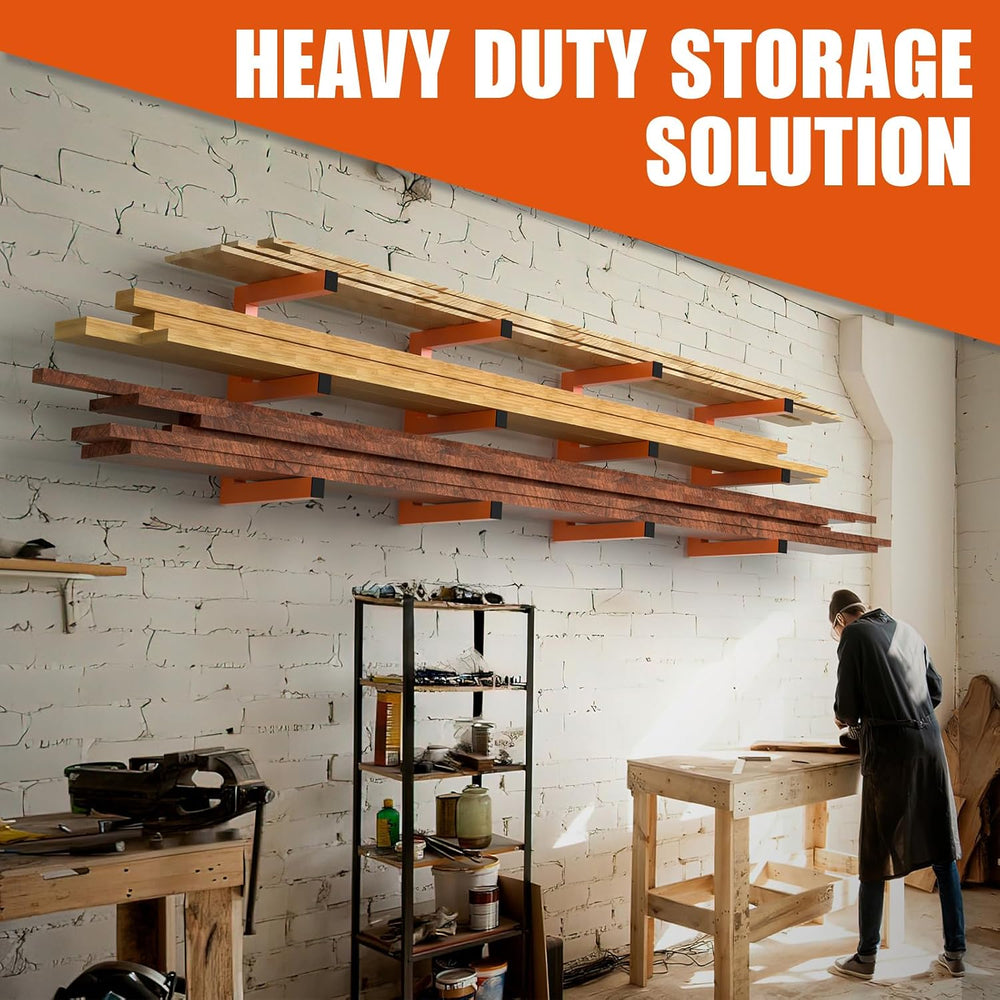 MOOMSINE Lumber Storage Rack Wall Mounted, 6-Level Holds Up 1200 Lbs Heavy Du...