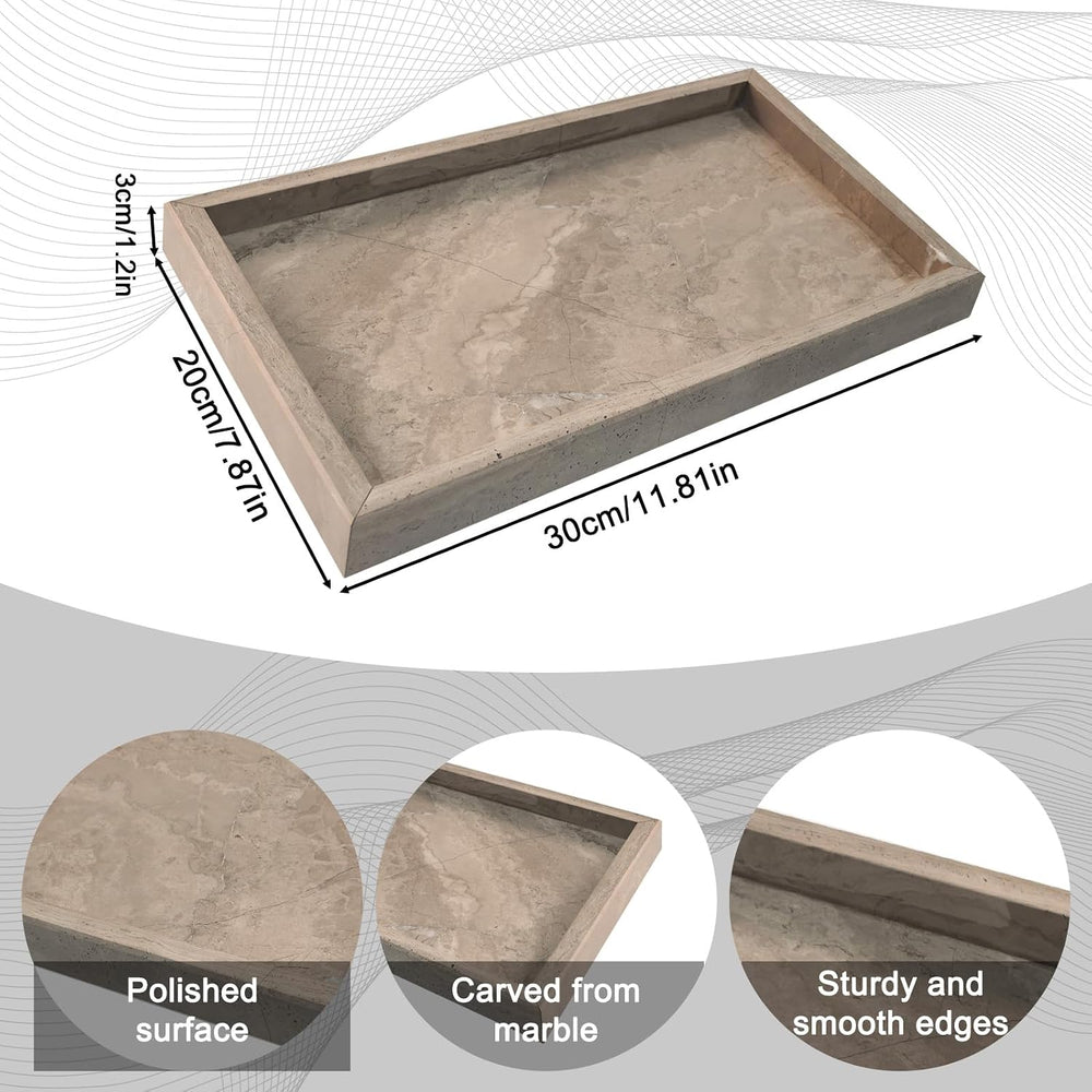 Pure Natural Marble Tray for Bathroom, Dresser, Sink. Cosmetics, toiletries, ...