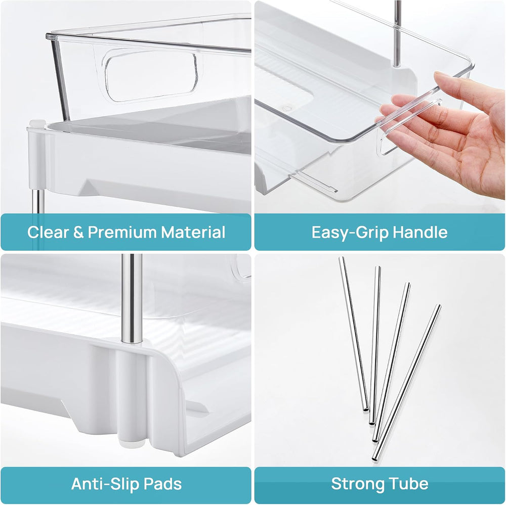 Vtopmart 4 Pack Pull Out Bathroom Under Sink Organizer (S-Standard, White)