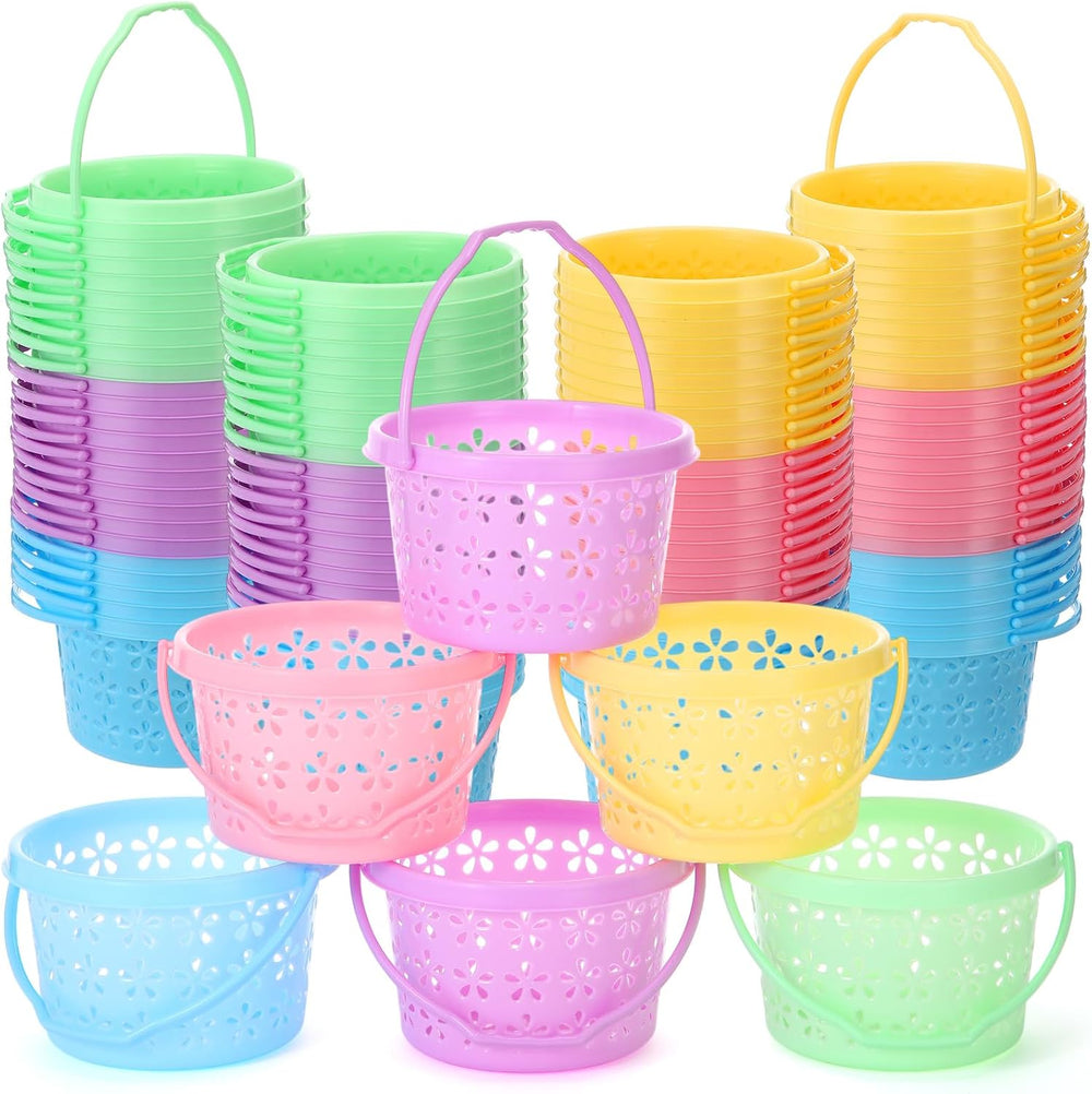 Havawish Easter Basket Bulk with Handle Small Colorful, 100 Pcs, Round