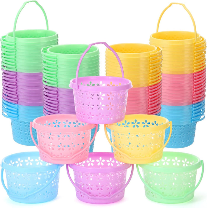Havawish Easter Basket Bulk with Handle Small Colorful, 100 Pcs, Round