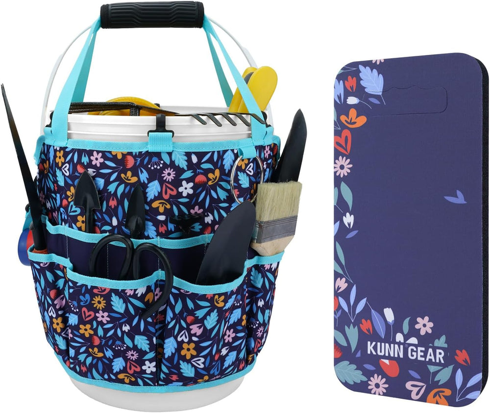KUNN 5 Gallon Garden Bucket Tool Organizer & Kneeling Pad Set, 18-Pocket ...