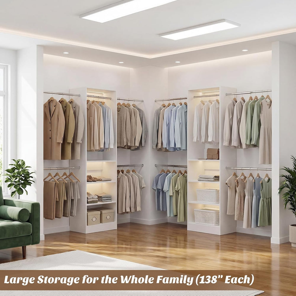 iSunirm 12FT Large Open Closet System, 138'' Wall-Mounted Closet Shel...