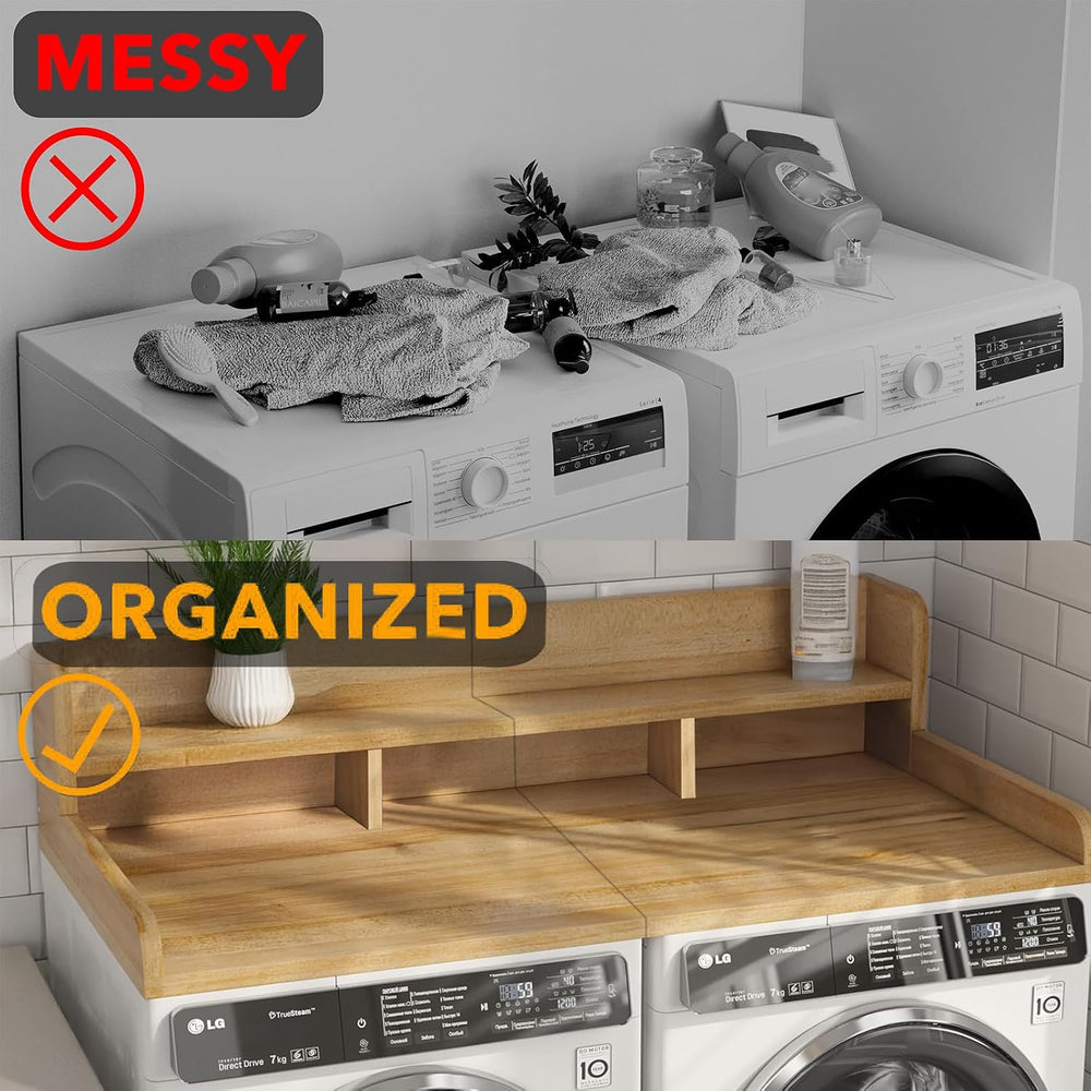 2-Tier Washer-Dryer Countertop Shelf Cover (54" W x 27.5" D), 12&qu...