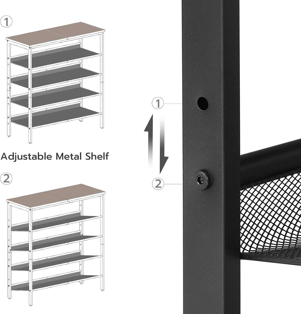 HOOBRO Shoe Rack for Entryway, 5-Tier Shoe Organizer with Adjustable Mesh She...