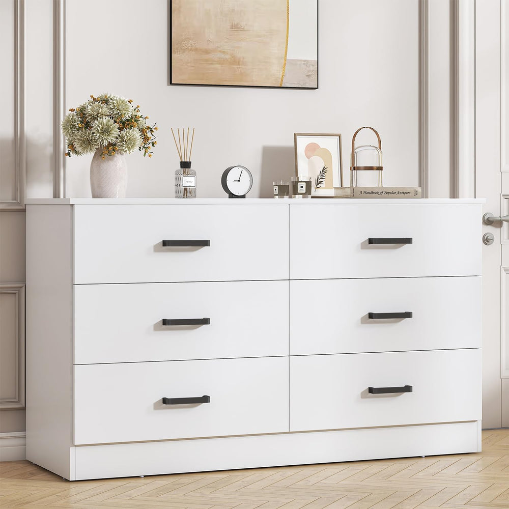 Bigbiglife Wood Dresser for Bedroom, 6 Drawer Double Dresser, Modern Chest of...