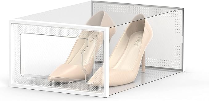 SEE SPRING 12 Pack Shoe Storage Box, Space Saving Foldable Shoe Rack Sneaker
