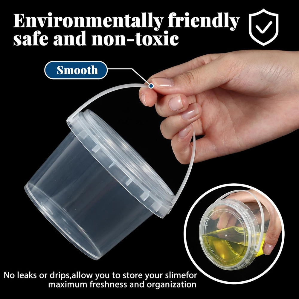 Maxcheck 100 Pcs Plastic Bucket with Lids and Handles Bulk, 10oz, Clear