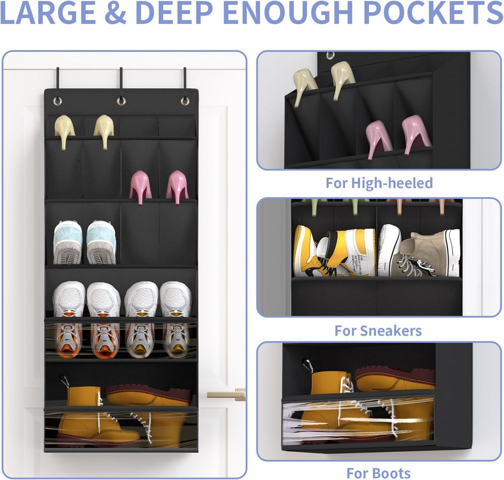 2 Pack Over the Door Shoe Organizers, Hanging Shoe Organizers Large Pockets