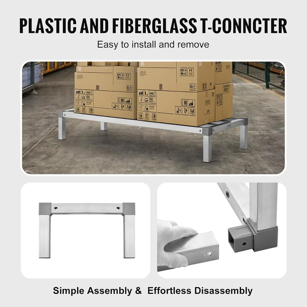 VEVOR Aluminum Dunnage Rack, 48” x 20” Commercial Food Floor Rack, 8” Off The...