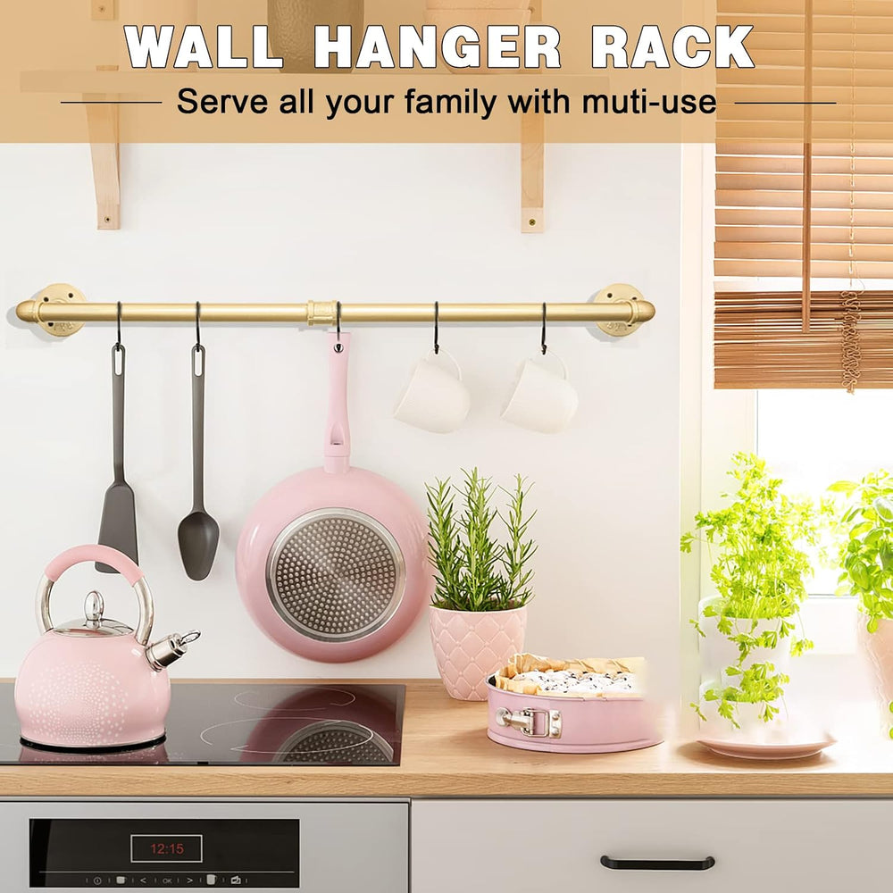 Gold Wall Mount Iaundry Drying Rack - 54" Pipe Garment Rack, Portable He...