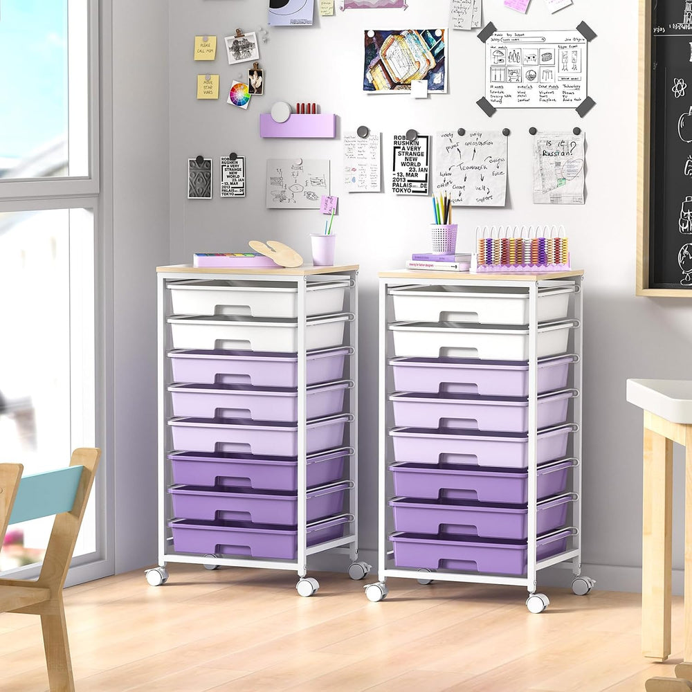 SYKIARIOL Rolling Cart with Drawers,8 Drawers Storage Cart,Purple