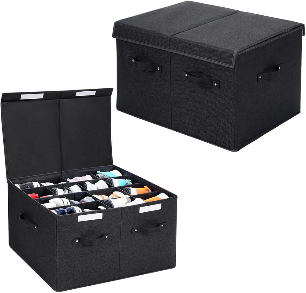 Shoe Organizer for Closet, Shoe Storage Box with Adjustable Dividers