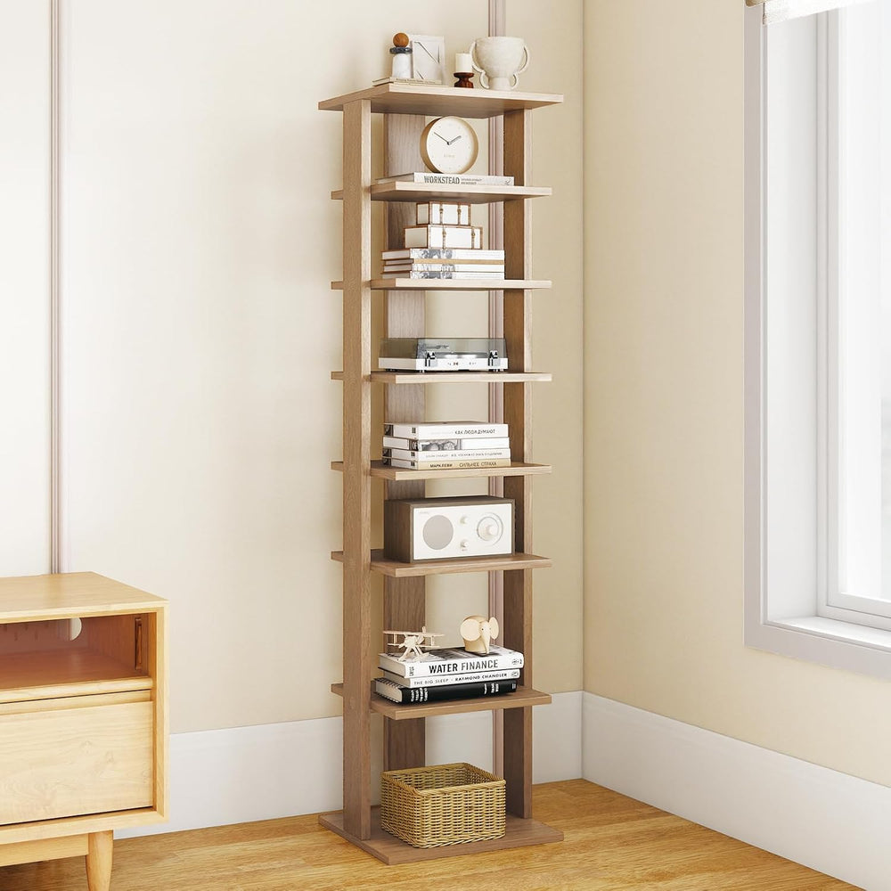 COSTWAY 8-Tier Vertical Shoe Rack, Tall Narrow Shoe Storage Organizer with Re...
