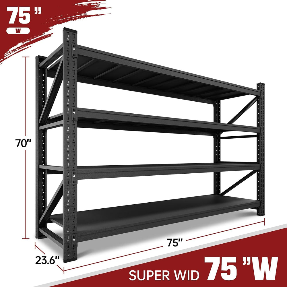 RAVIGIN 9000LBS Storage Shelves, 75" W Garage Shelving Heavy Duty Metal ...