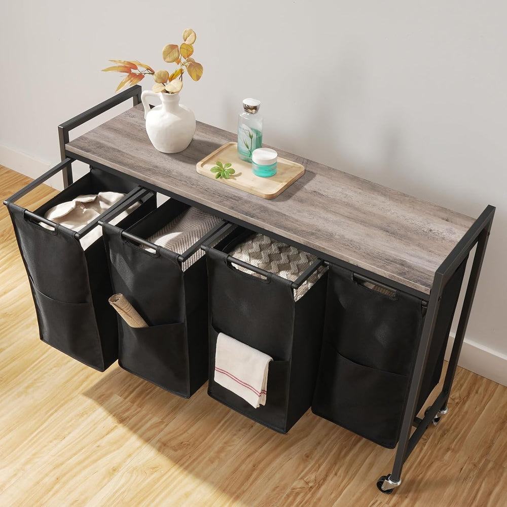 HOOBRO Laundry Sorter 4 Sections, Laundry Hamper with Wheels, 42 Gal (160 L),...