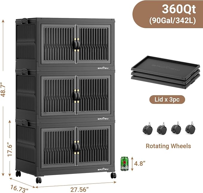 BROVIEW 360Qt Stackable Storage Bins