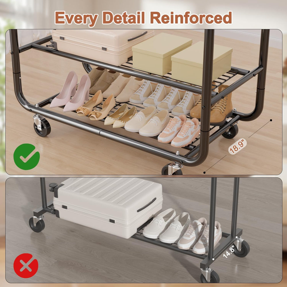 EAGMAK Heavy Duty Clothing Racks for Hanging Clothes 720 Lbs, Rolling Clothes...