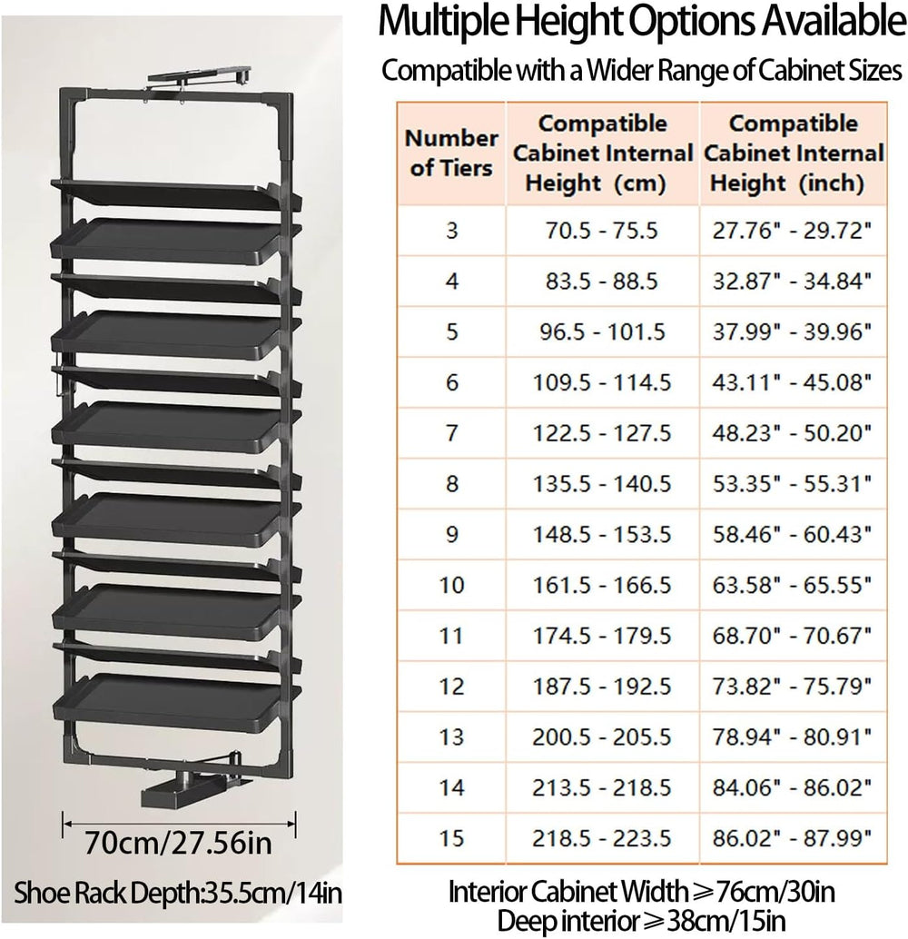 360° Rotating Shoe Rack Organizer for Closet, Double-Sided Pull Out with Deep...