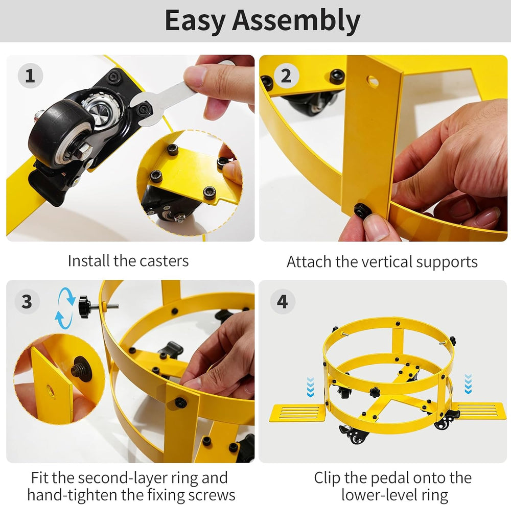 5 Gallon Bucket Dolly Bucket Holder with Foot Pedal Lock,360°Swivel Casters