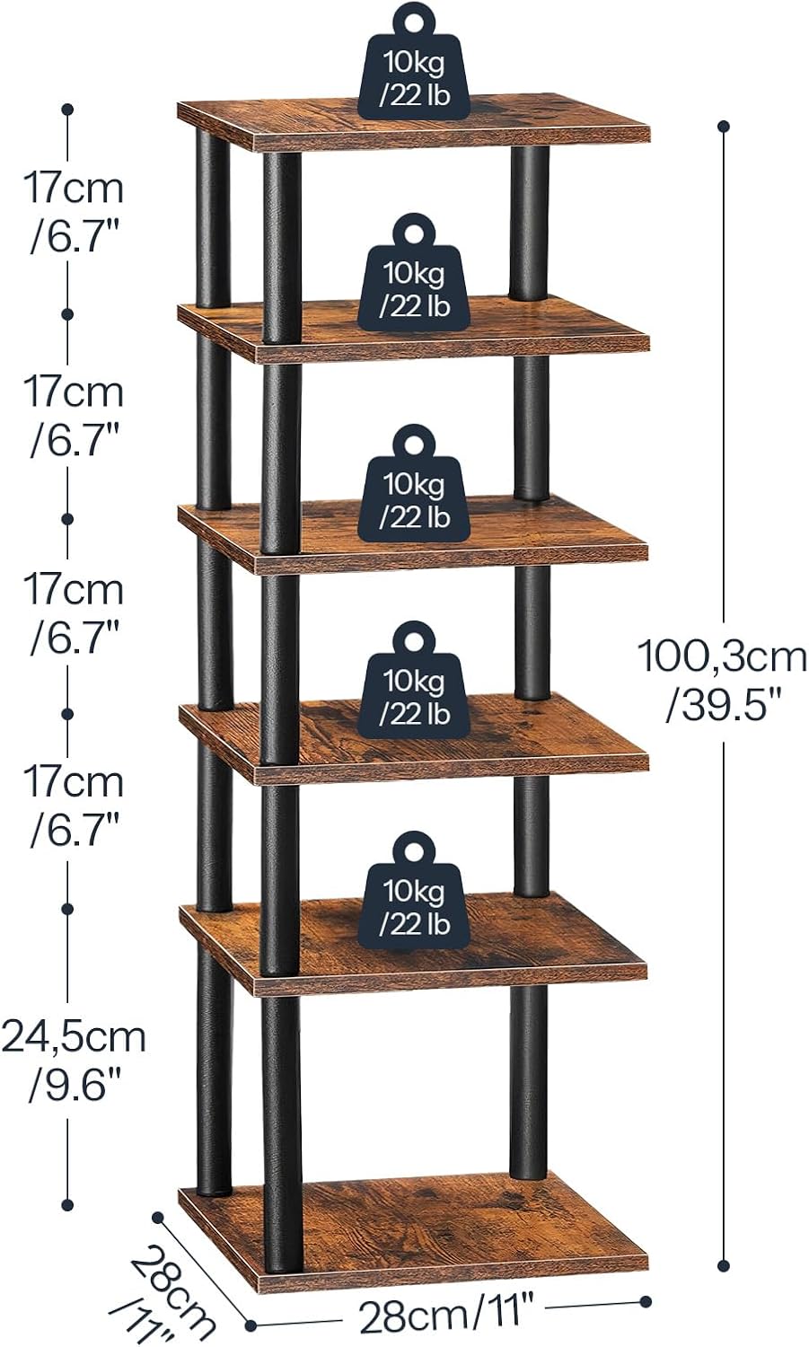 HOOBRO Vertical Shoe Rack, 6-Tier Narrow Shoe Shelf, Shoe Storage Organizer f...