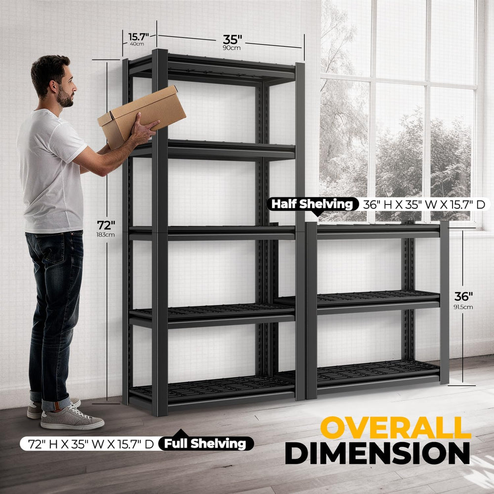Auto Dynasty 5-Tier 72" H Garage Shelving, Heavy Duty Adjustable Metal Rack