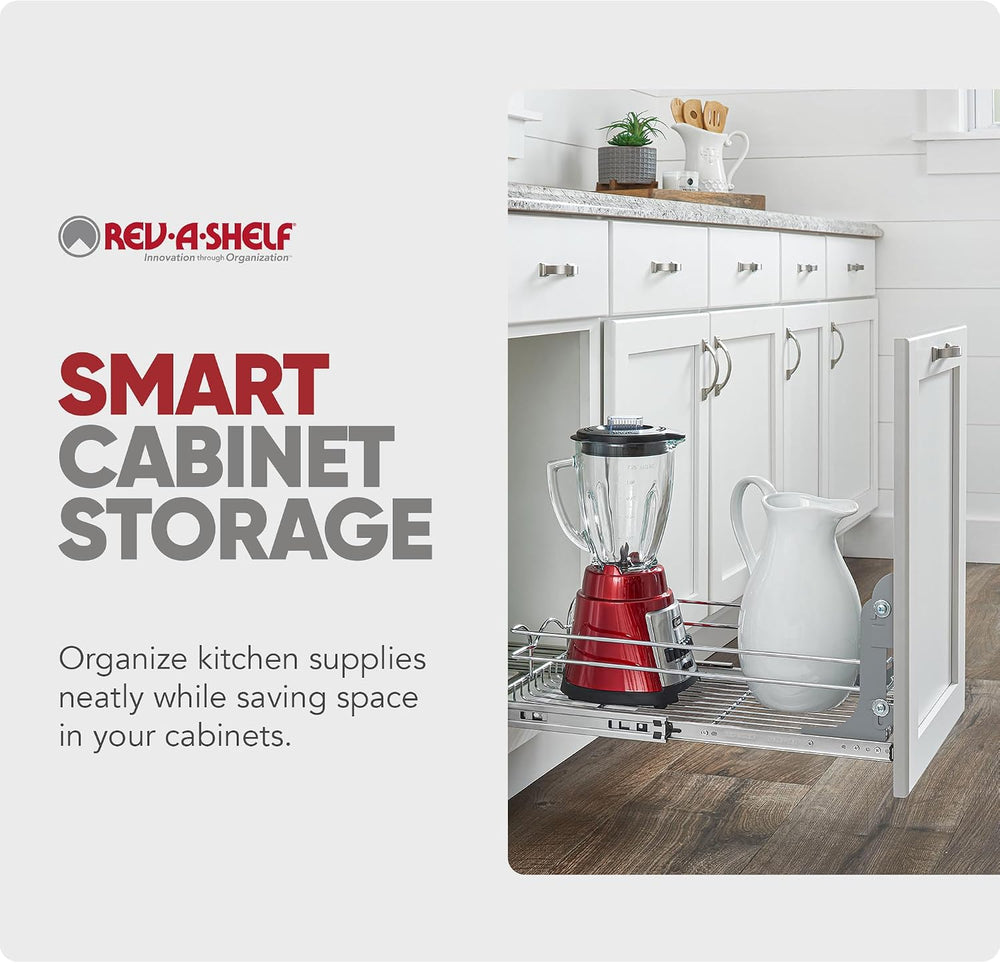 Rev-A-Shelf Steel Wire Pullout Drawer Organizer Shelf for Kitchen Cabinets, S...