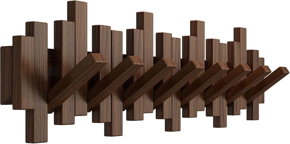 Wooden Piano Coat Rack Wall Mounted, Coat Hooks Hanger Wall Mount with 8 Hook...