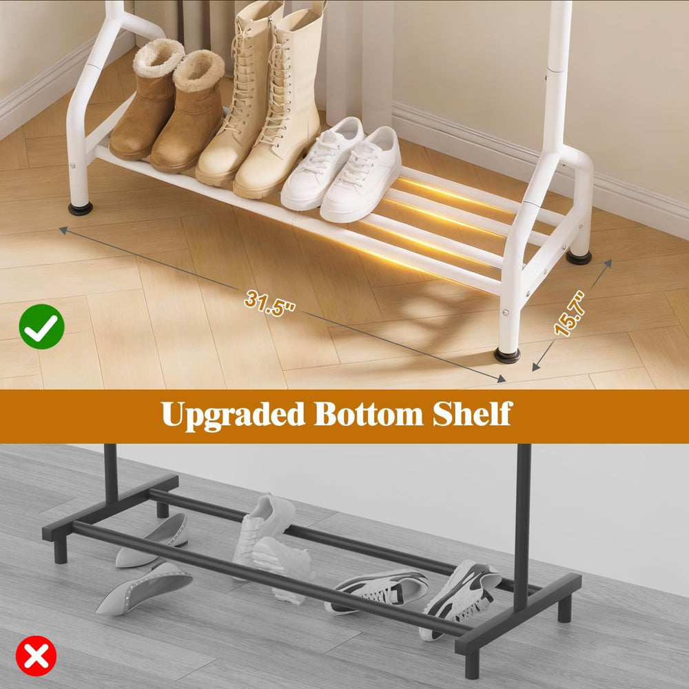 EAGMAK Sturdy Clothing Racks with Shelf, Metal Clothes Rack with Leveling Fee...