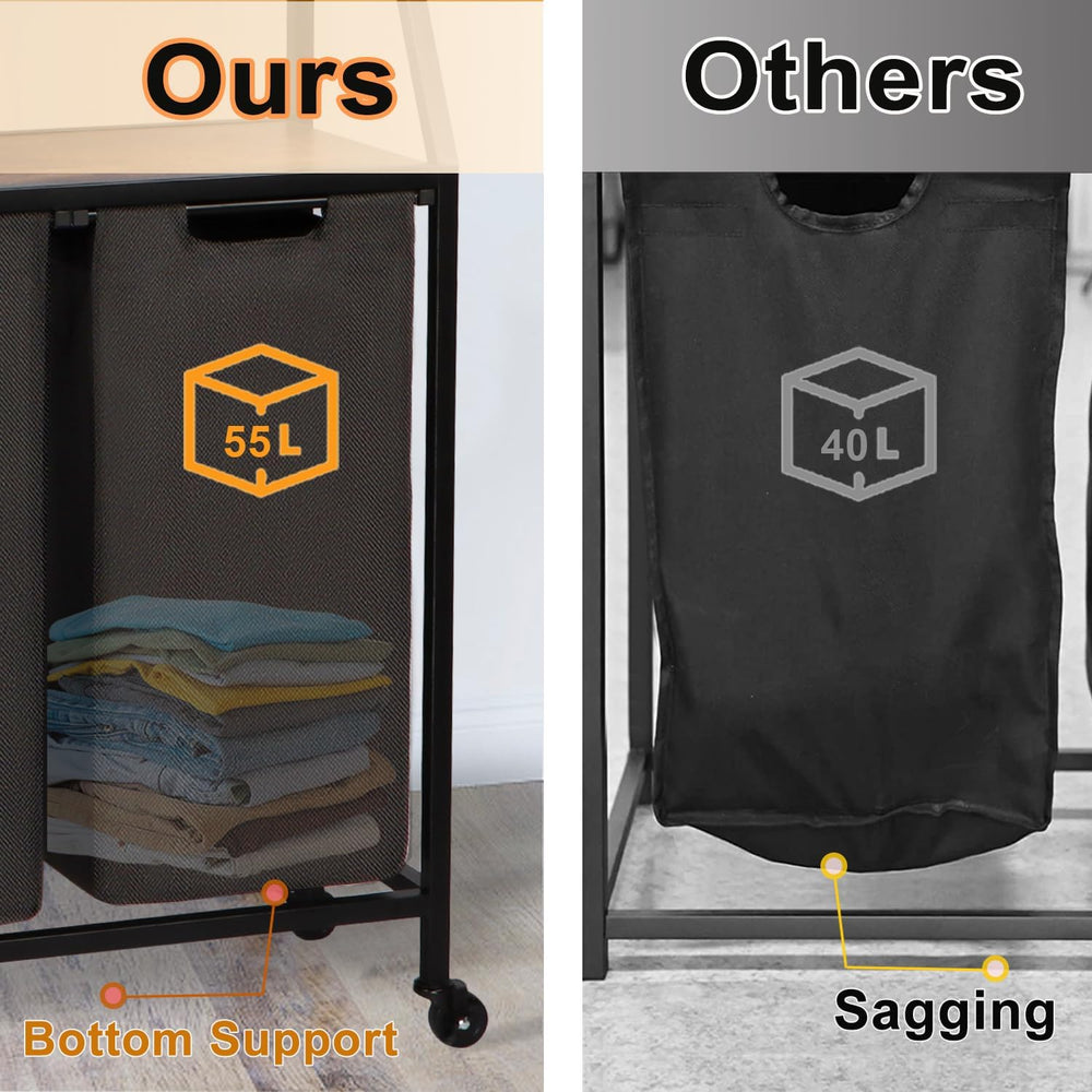 Timberer Laundry Hamper, Laundry Sorter, Rolling Laundry Basket with Drawer, ...