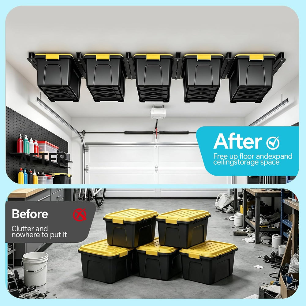 WooFog Ceiling Utility Bin Rails Storage Rack, Overhead Garage Storage Racks,...