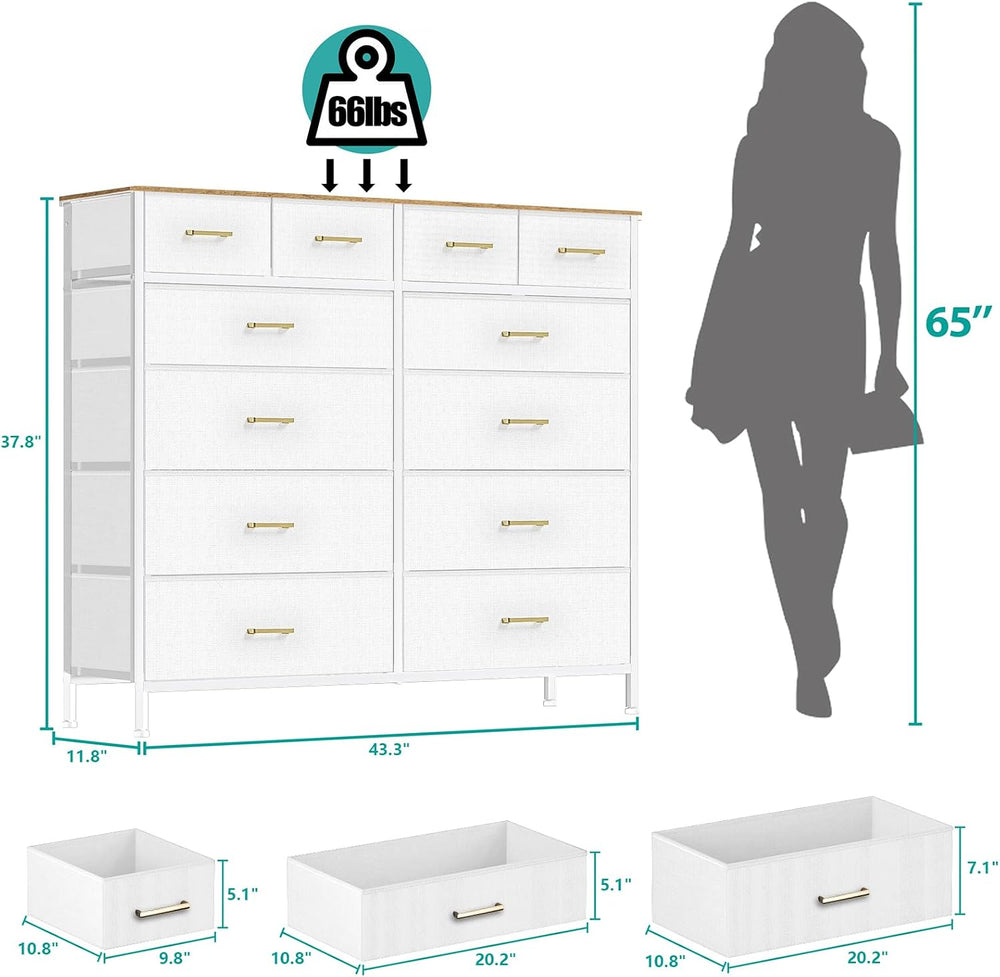 VASICAR Dresser for Bedroom with 12 Deep Drawers, Wide Chest of Drawers