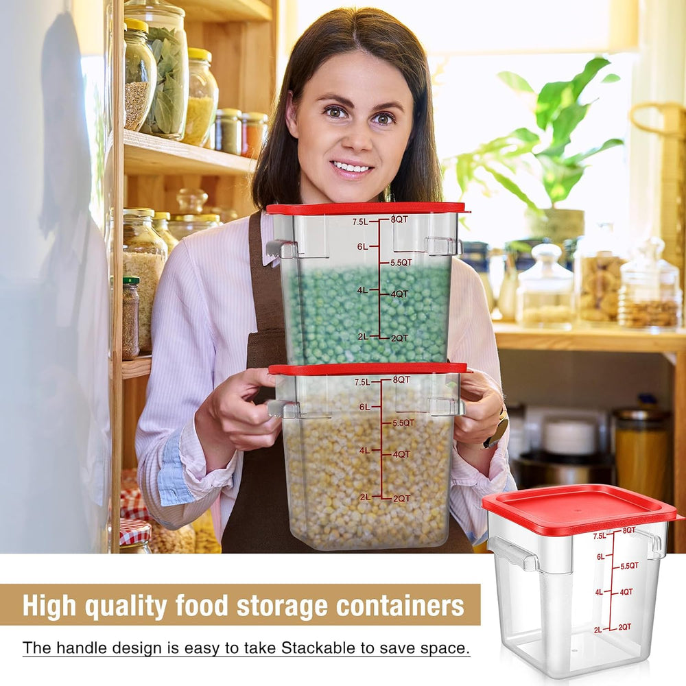 Suclain 2 Pcs Square Food Storage Container Polycarbonate Clear Food Containe...