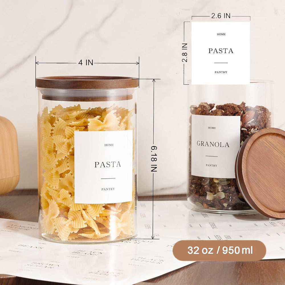 6 Pack Glass Jars with Acacia Lids, 32oz Pantry Airtight Storage Containers