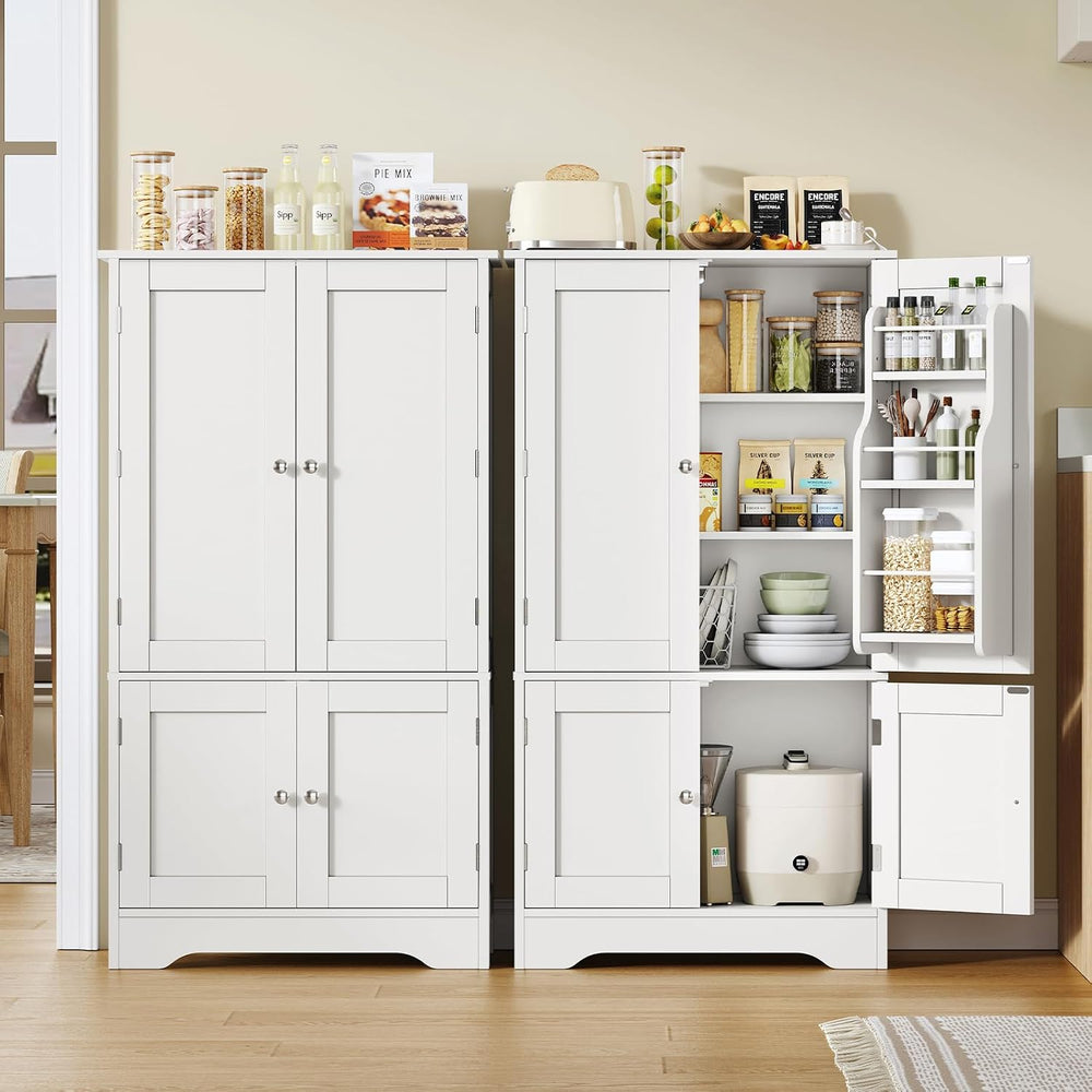 43"H Pantry Cabinet with 4 Doors, Kitchen Cabinet with 6 Door Shelves