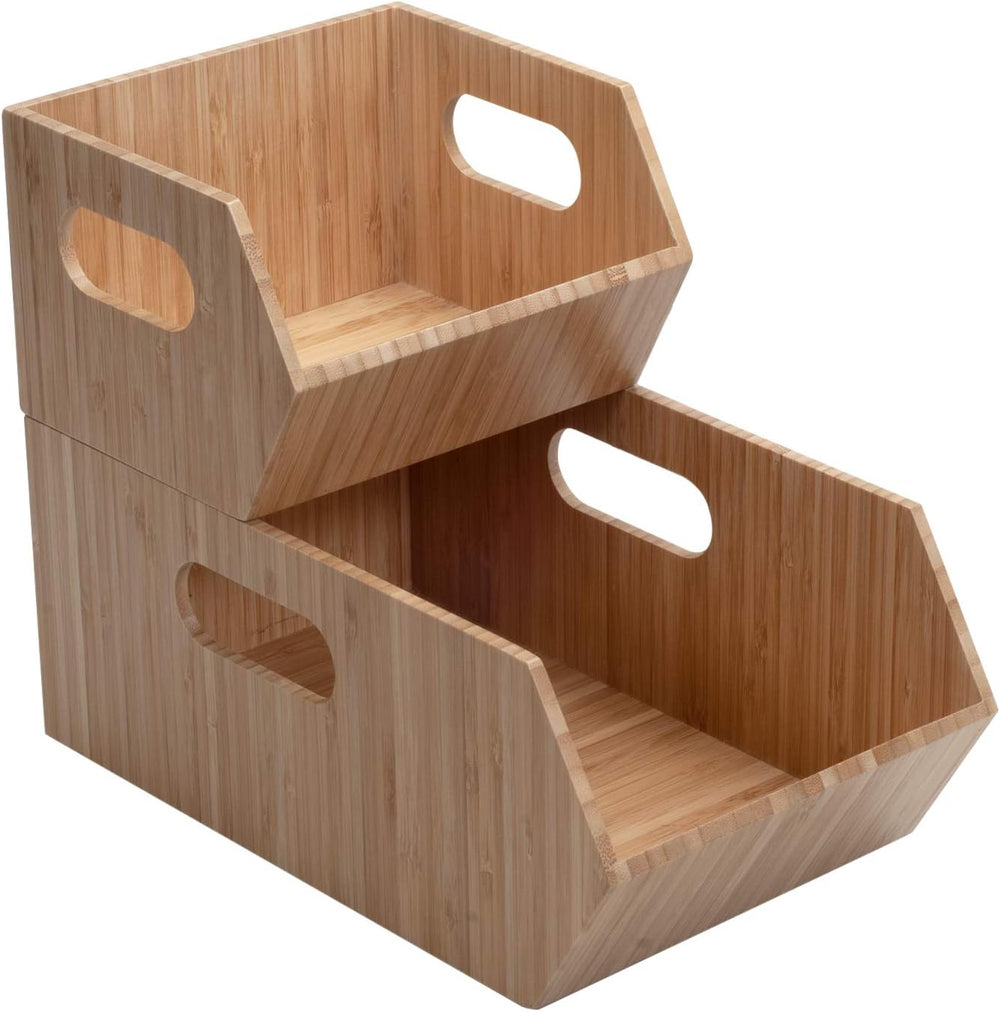 MobileVision Bamboo Storage Bins for Pantry & Kitchen Cabinet Organizer M...